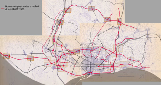 Red Arterial MOP 1966. Font: J. Parcerissa, Quaderns_01, AMB